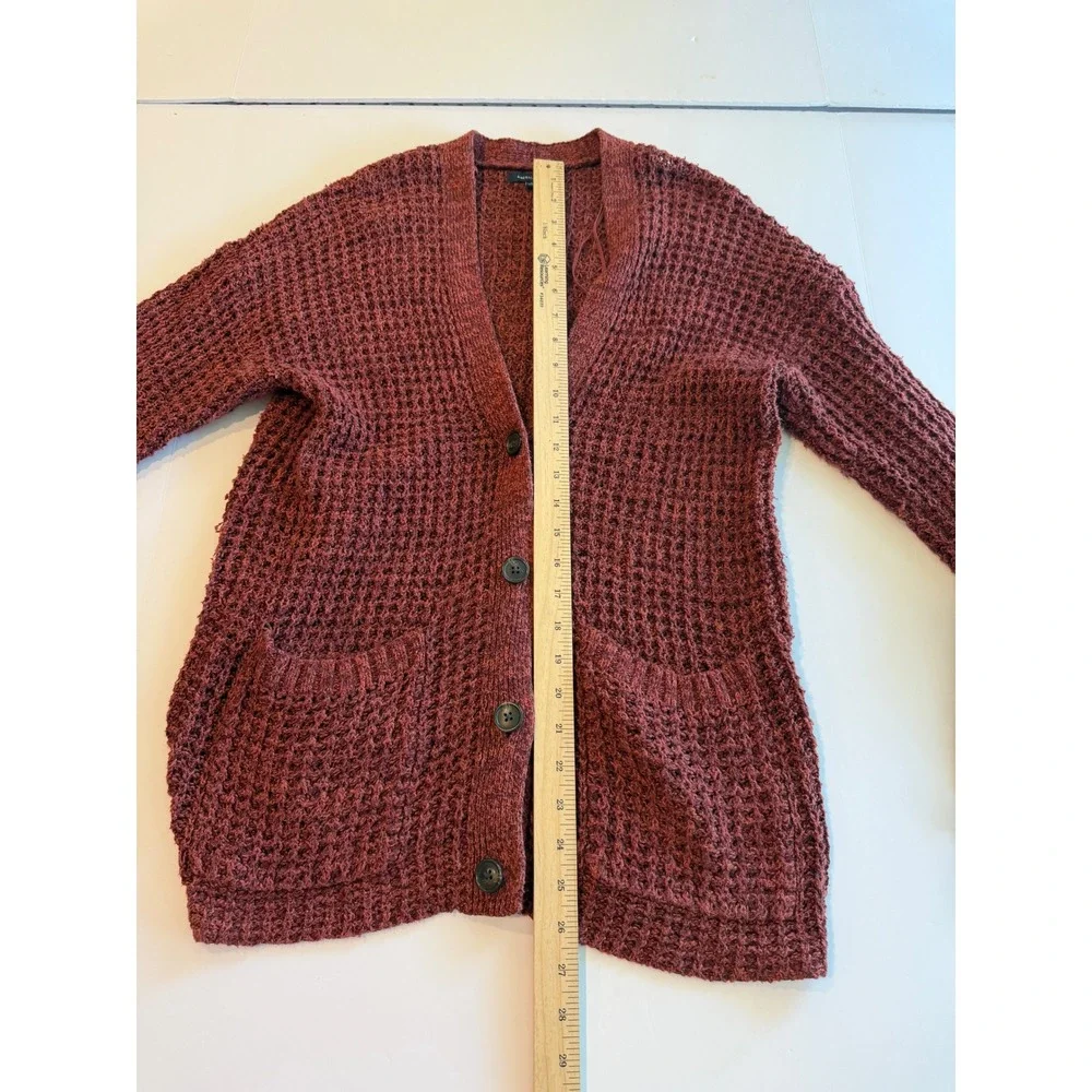 American Eagle Womens Rust Red Marl Knit Button Front‎ Cardigan Sweater Small